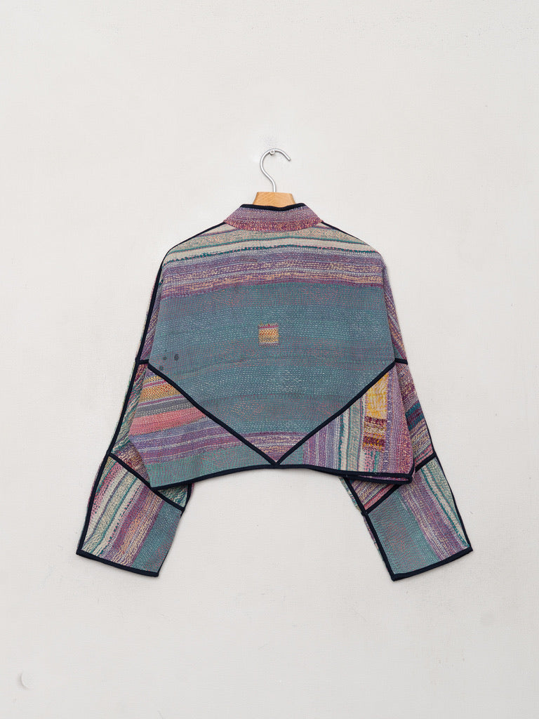 The Kaira Cropped Quilted Patchwork Kantha Jacket