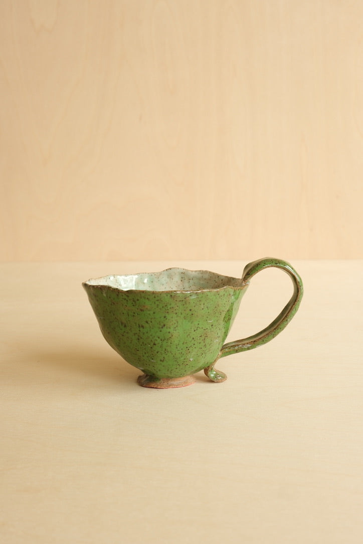Handbuilt Pottery Tea Cup // Green