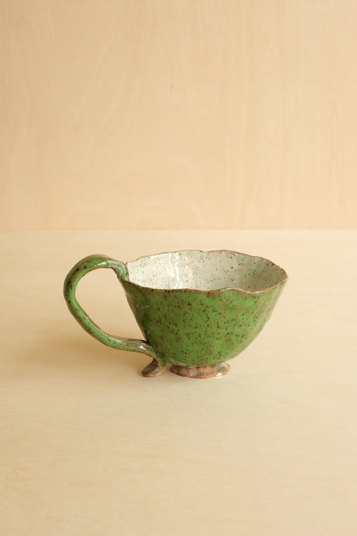 Handbuilt Pottery Tea Cup // Green