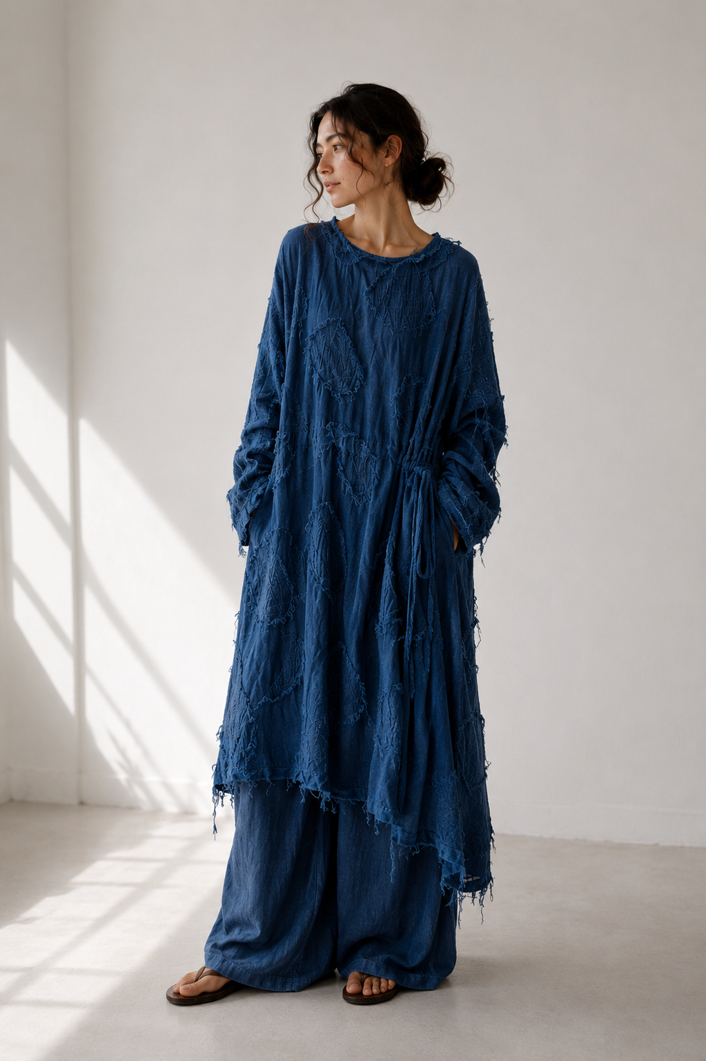 Flora Textured Dress Indigo