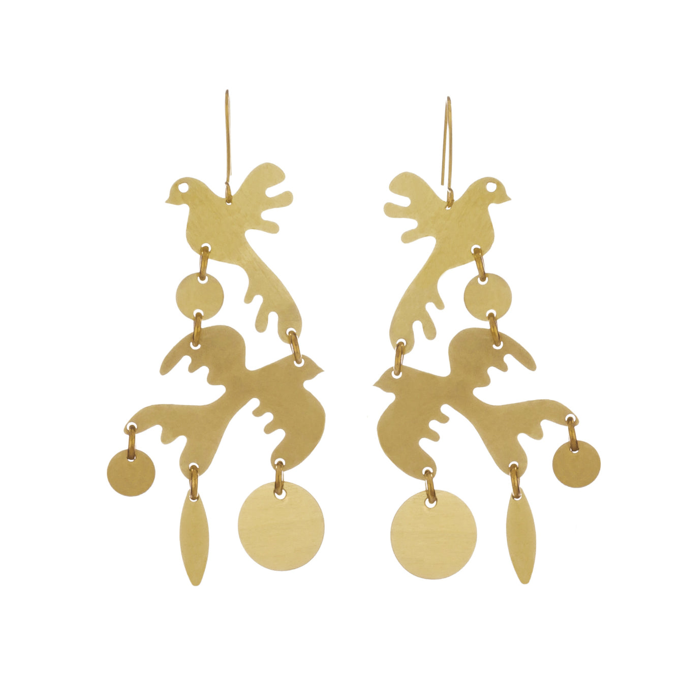 Two Little Birds Brass Earrings