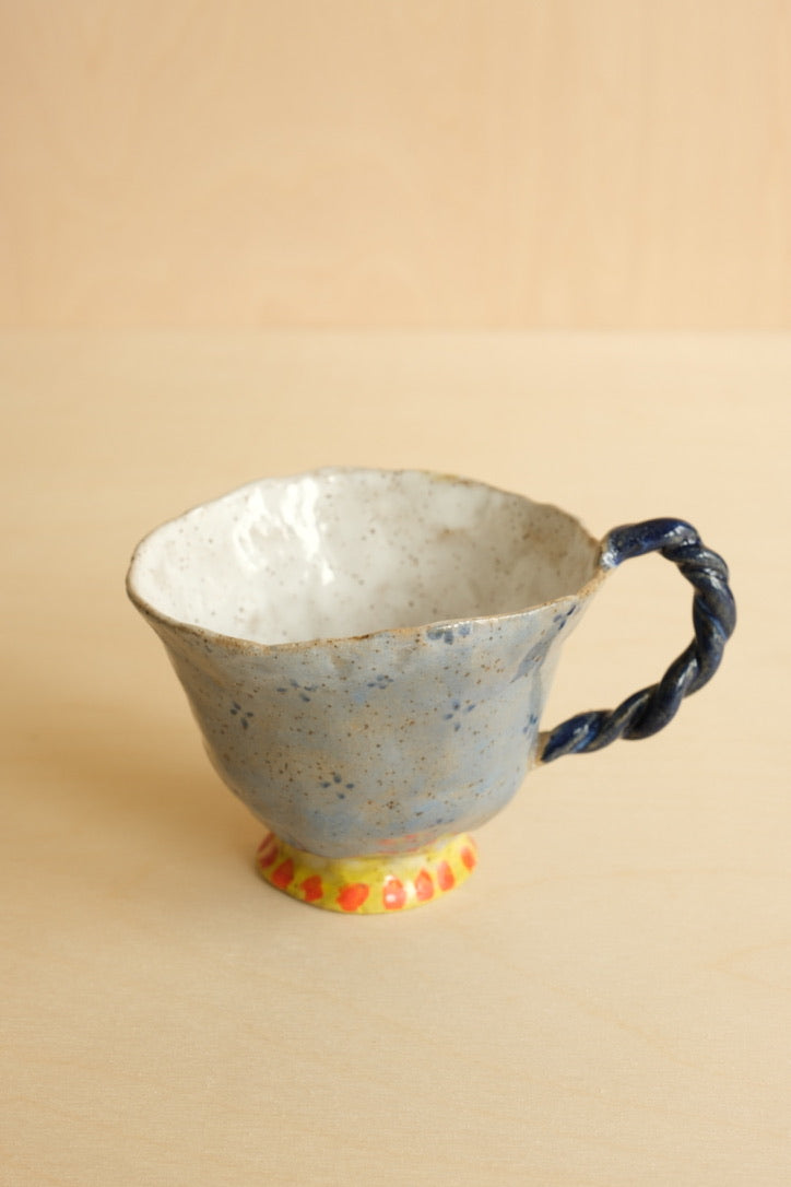 Handbuilt Pottery Tea Cup // Candy Corn
