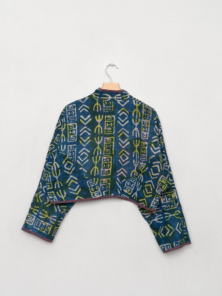 The Kaira Cropped Quilted Patchwork Kantha Jacket