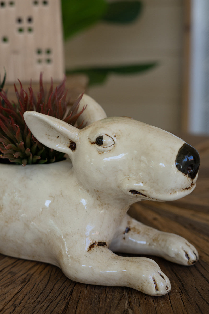 Ceramic Bull Terrier Planter
