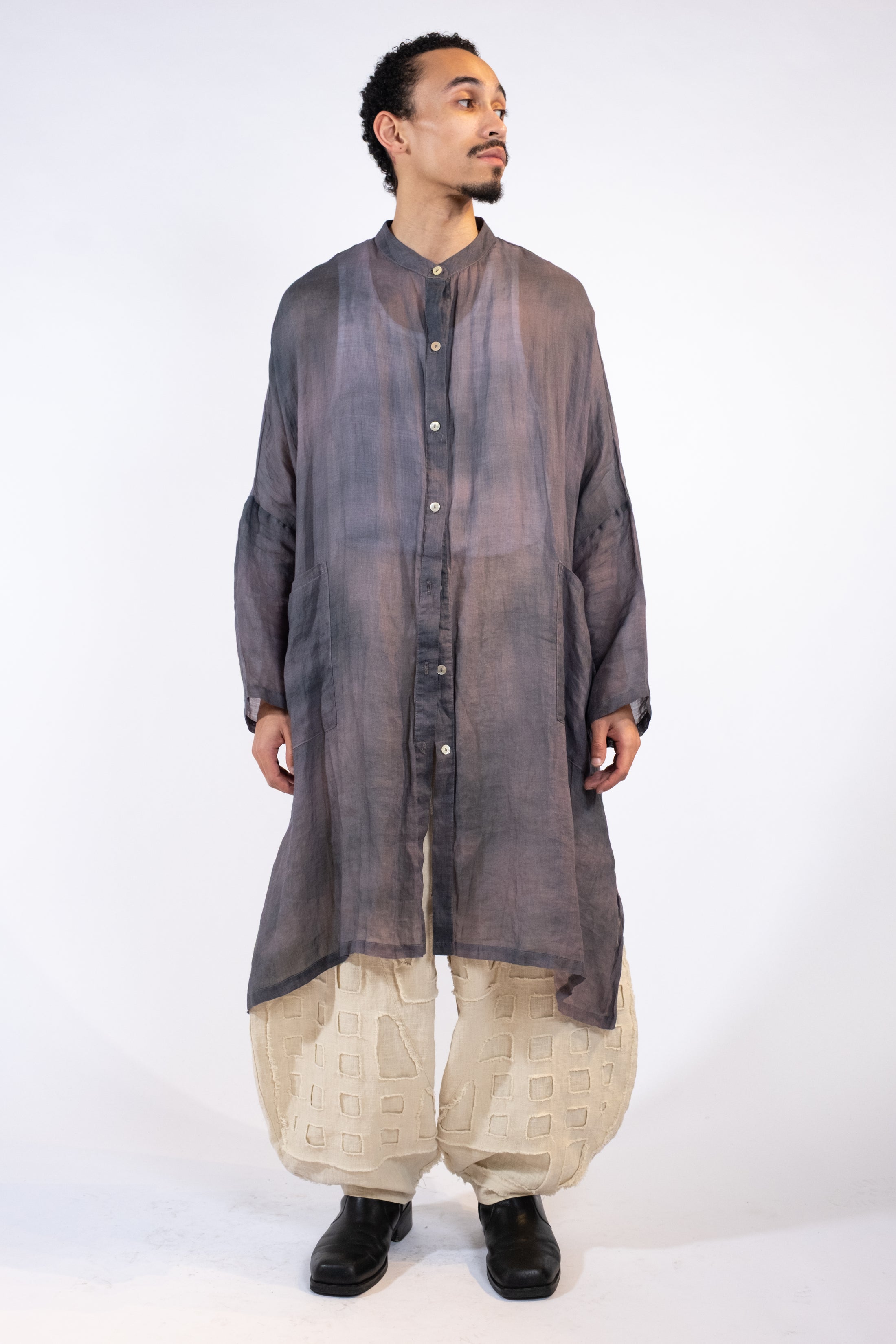 Hand Dyed Silk Tunic // Smokey Navy