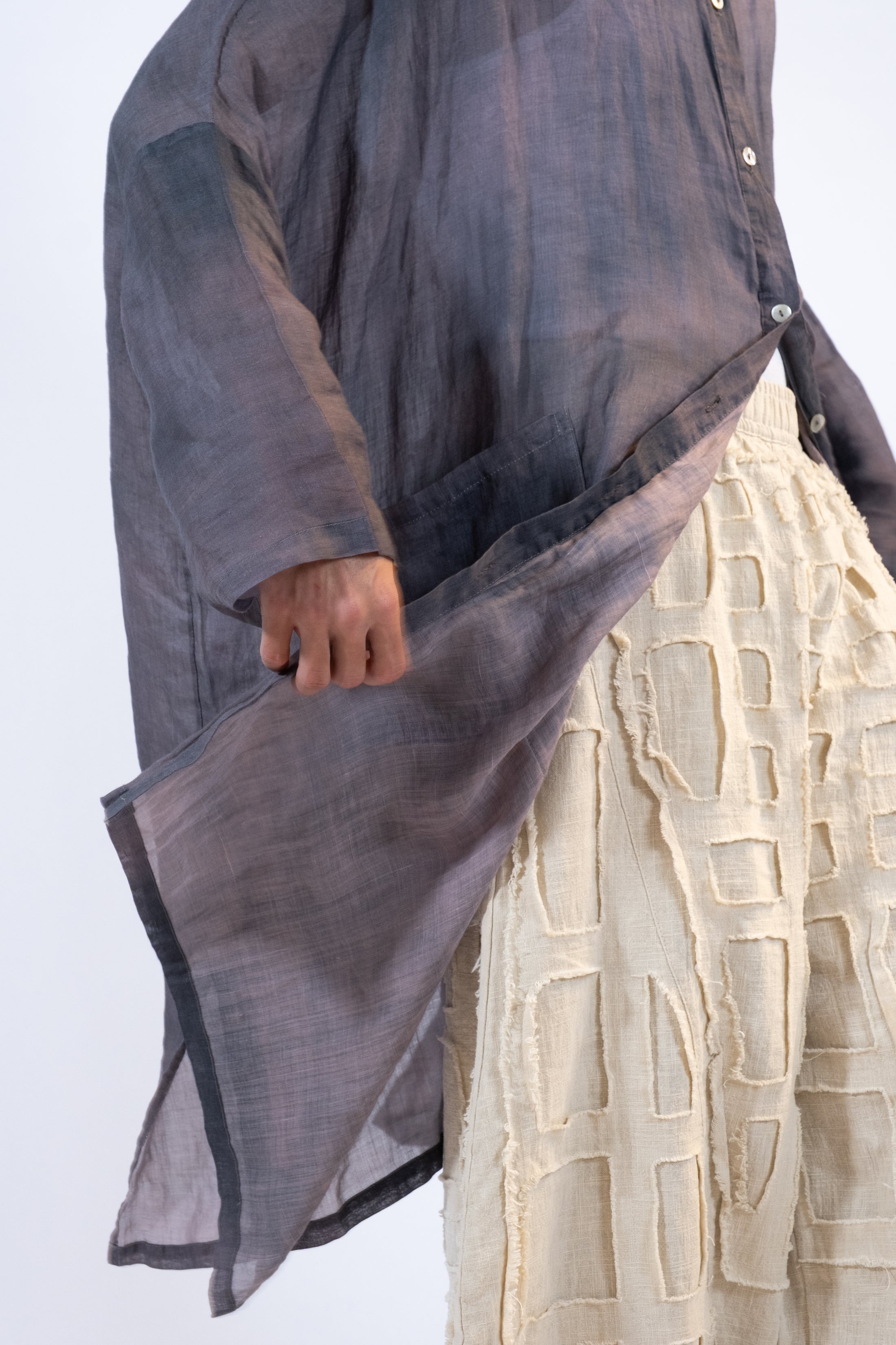 Hand Dyed Silk Tunic // Smokey Navy