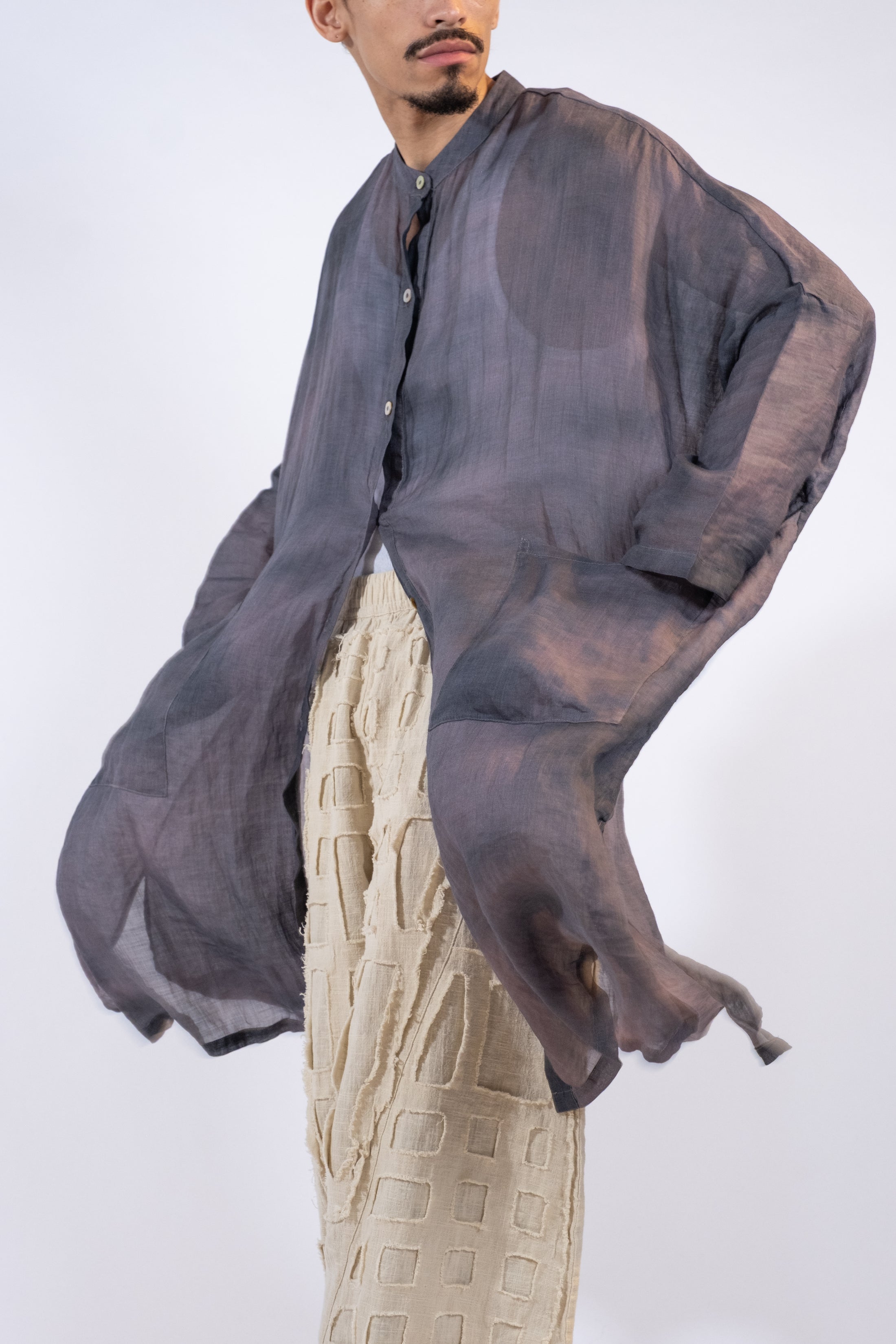 Hand Dyed Silk Tunic // Smokey Navy