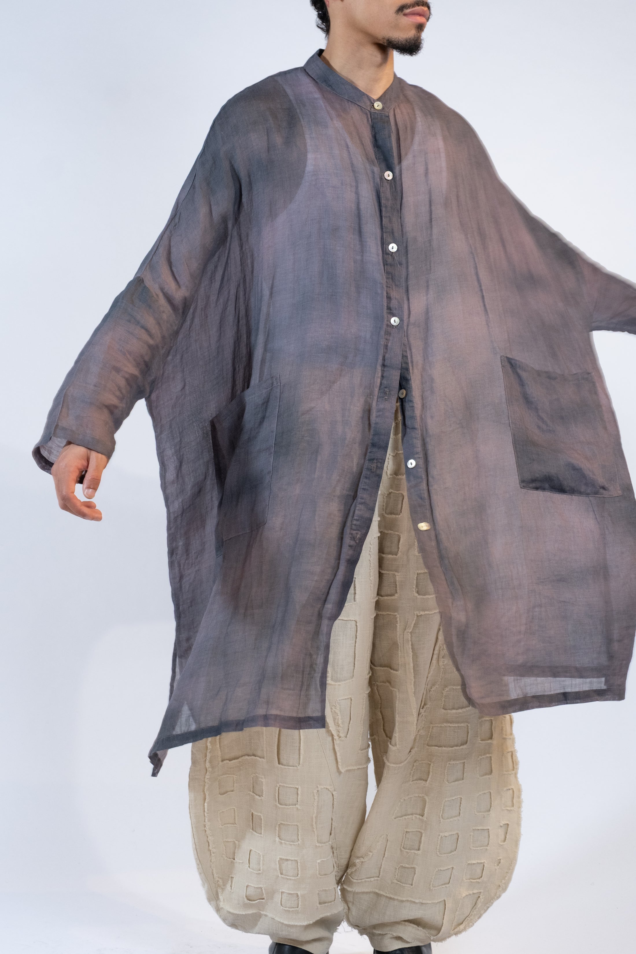 Hand Dyed Silk Tunic // Smokey Navy