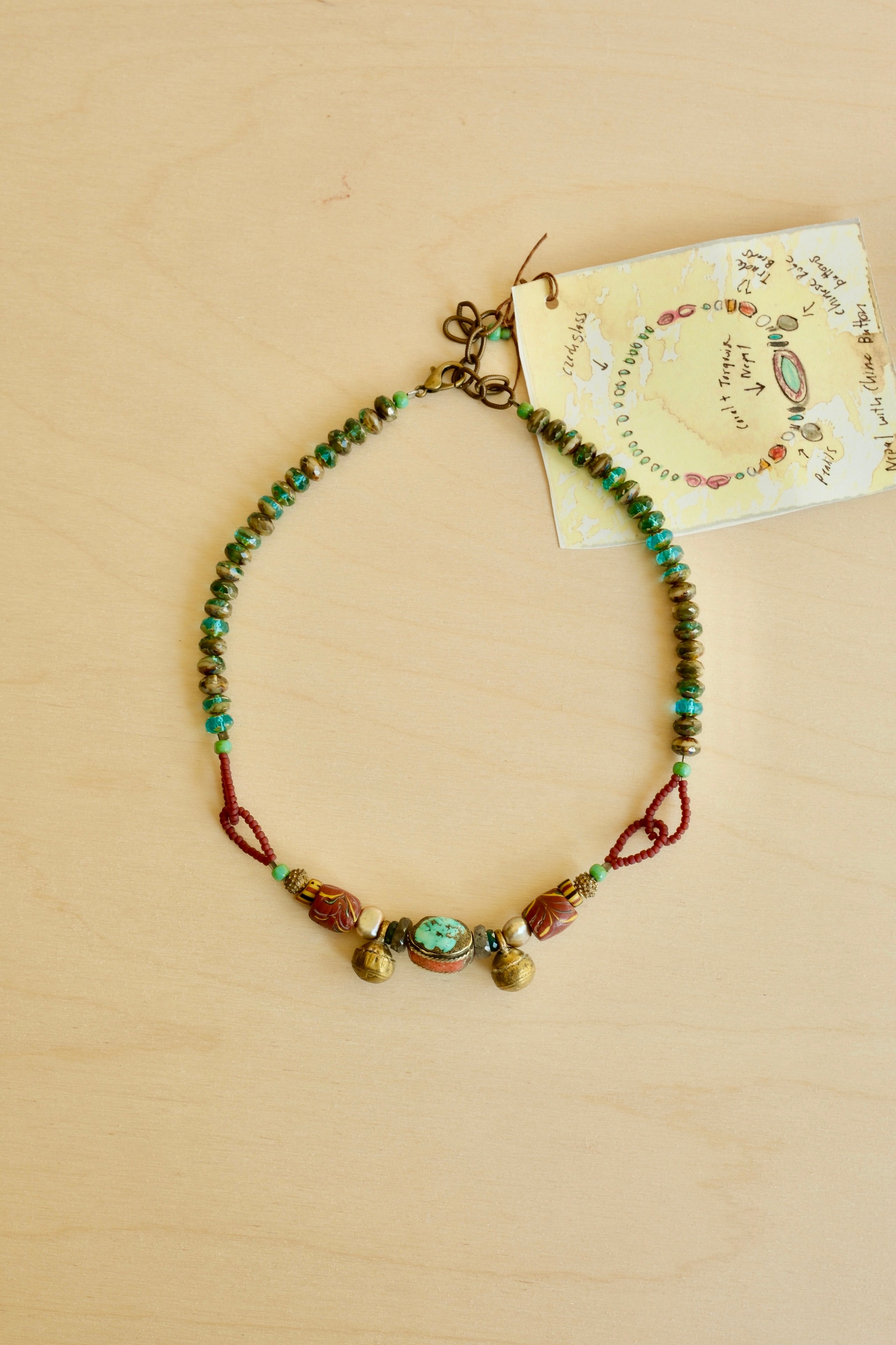 Trade Bead & Bird Necklace