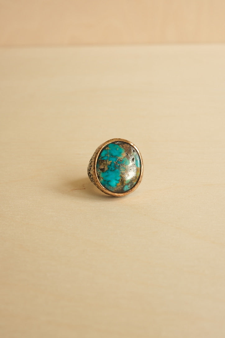 Round Turquoise Ring //  Size 9.5