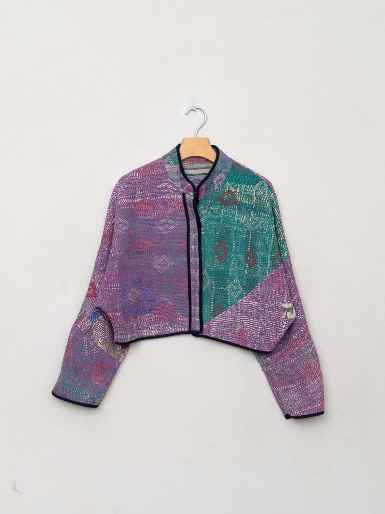 The Kaira Cropped Quilted Patchwork Kantha Jacket