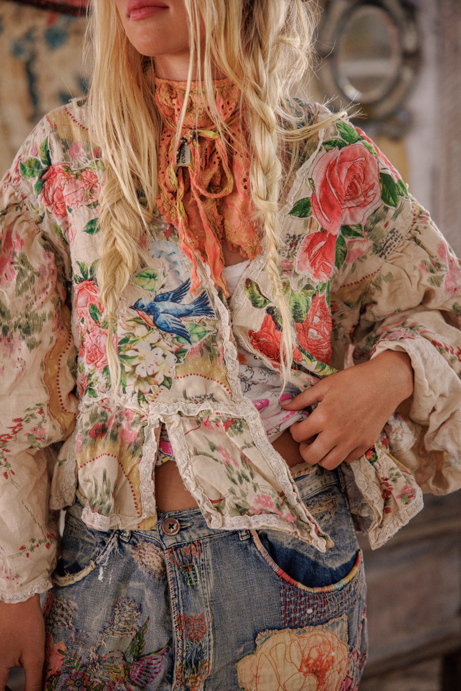 Jacket 662 Perianth Floral Applique Monique O/S