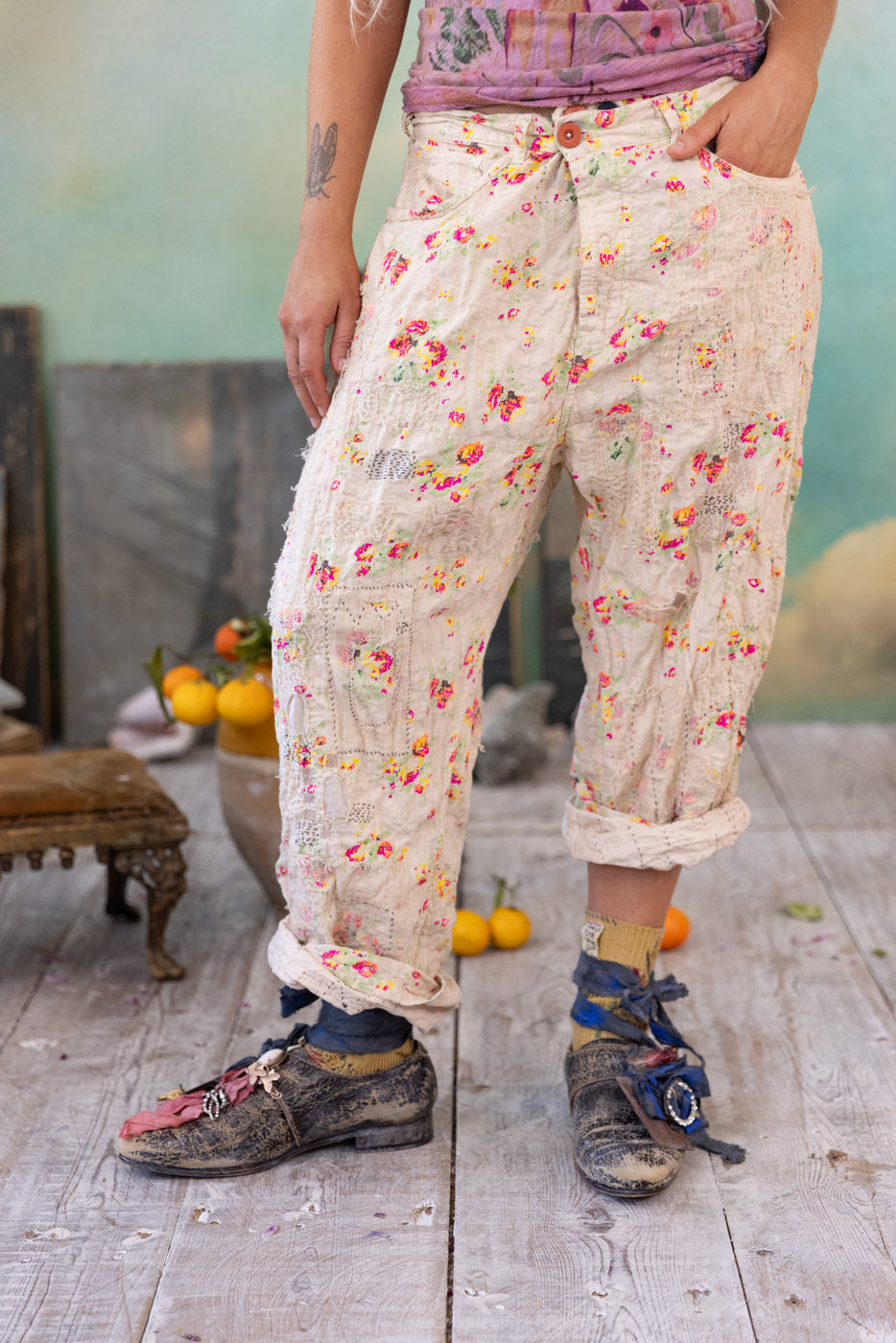 Pants 498 Circus Rose Cotten Linen Miner O/S