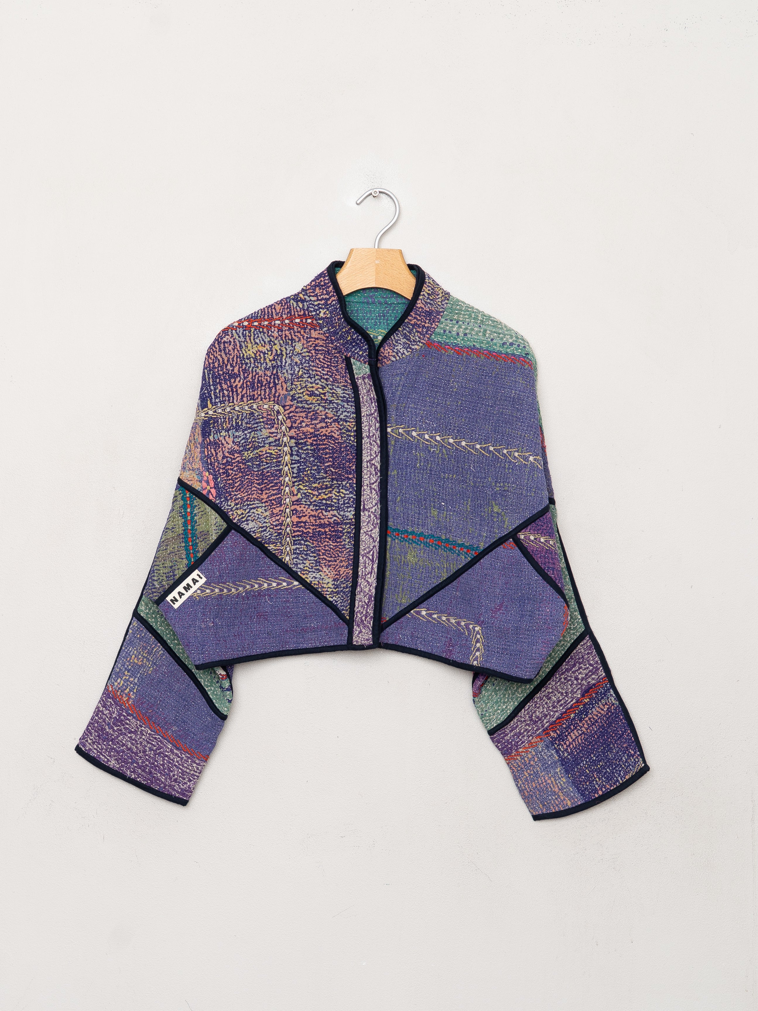 The Kaira Cropped Quilted Patchwork Kantha Jacket