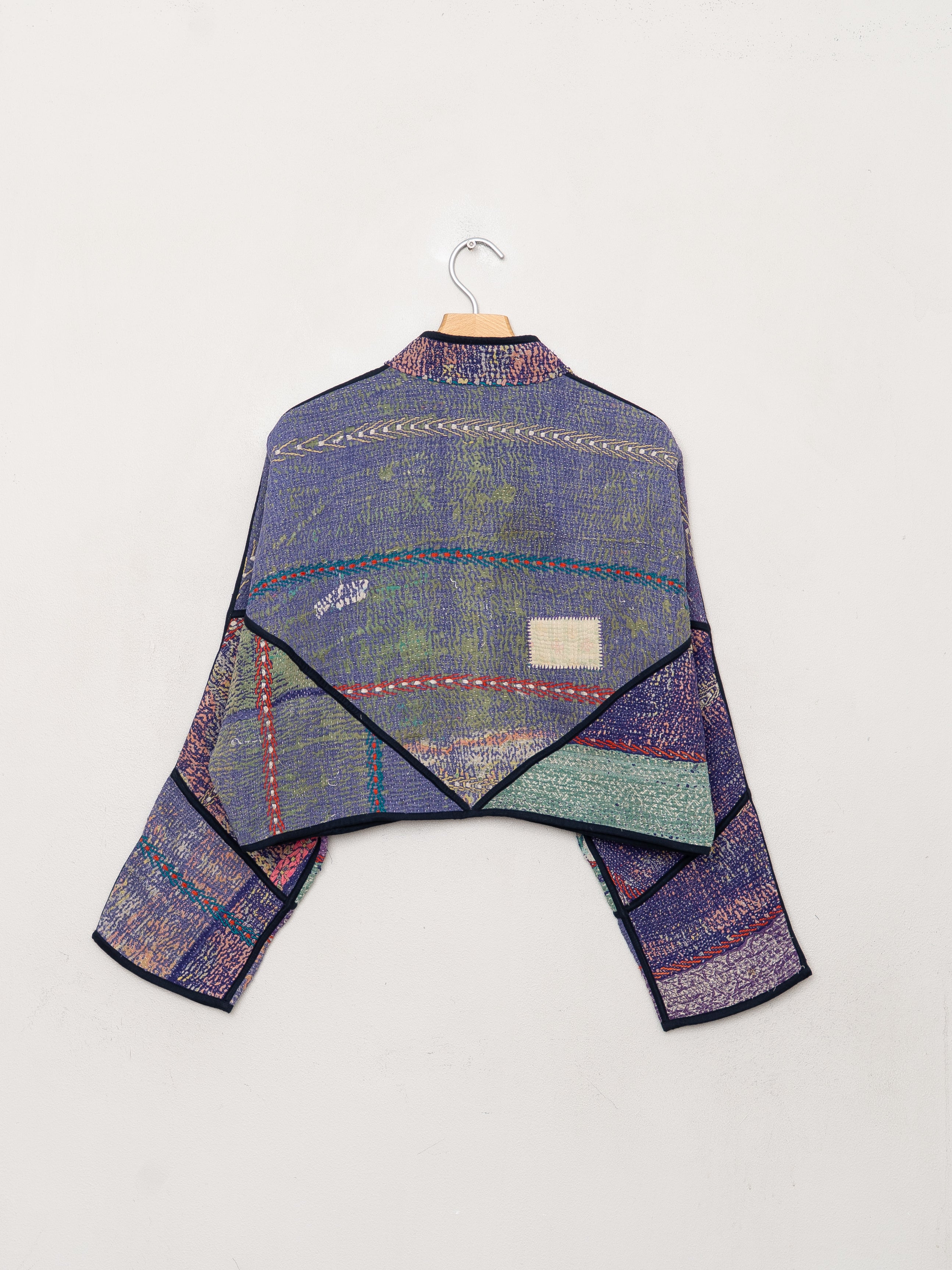 The Kaira Cropped Quilted Patchwork Kantha Jacket