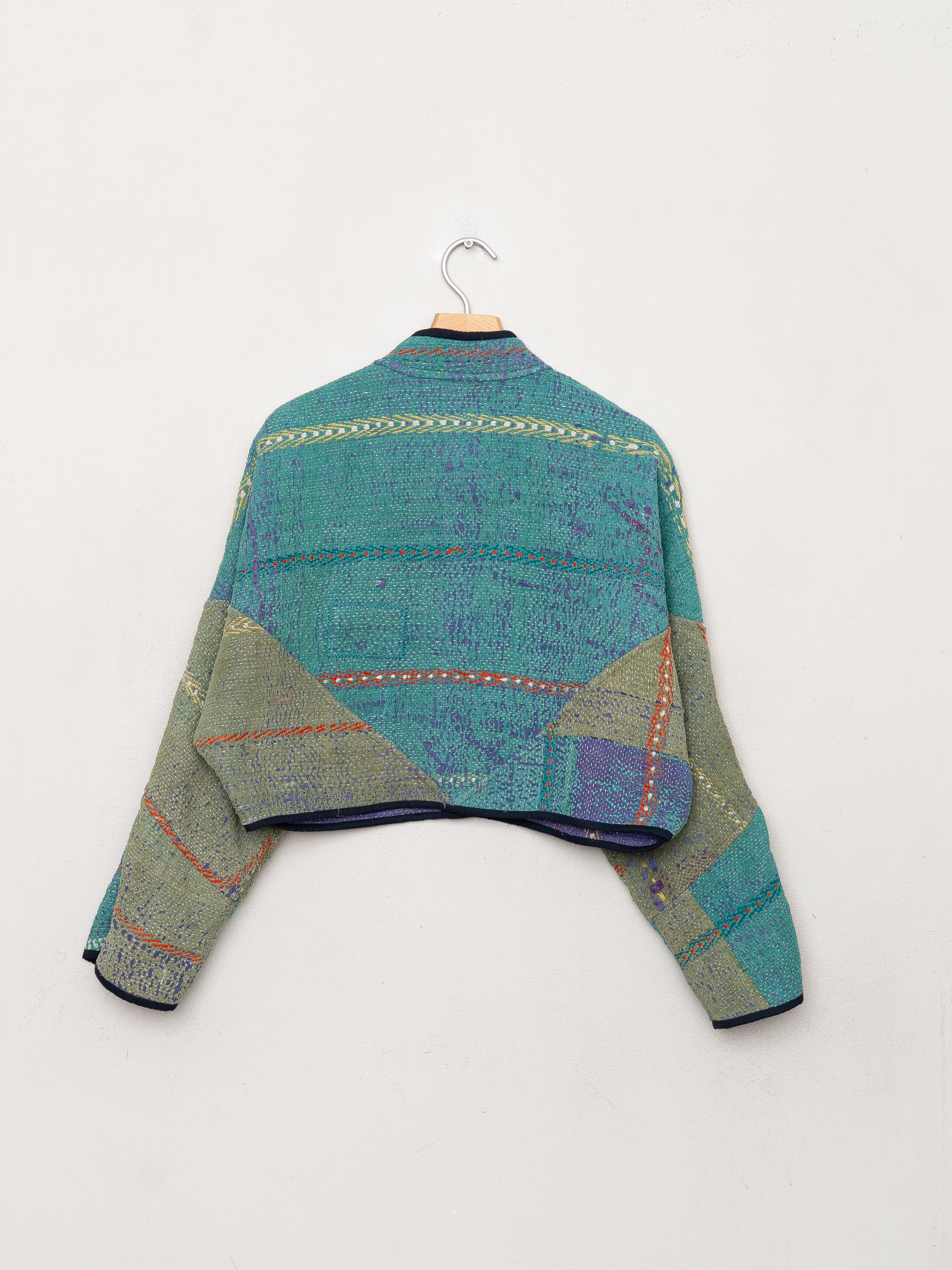 The Kaira Cropped Quilted Patchwork Kantha Jacket