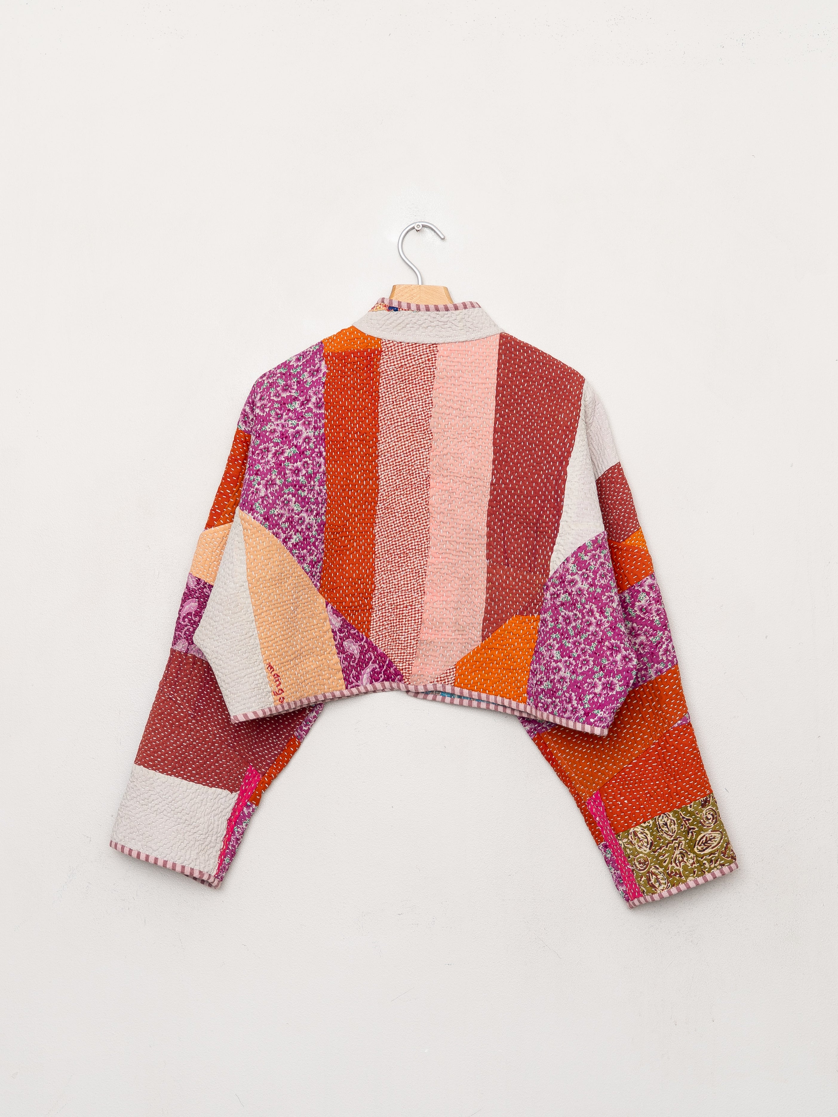 The Kaira Cropped Quilted Patchwork Kantha Jacket