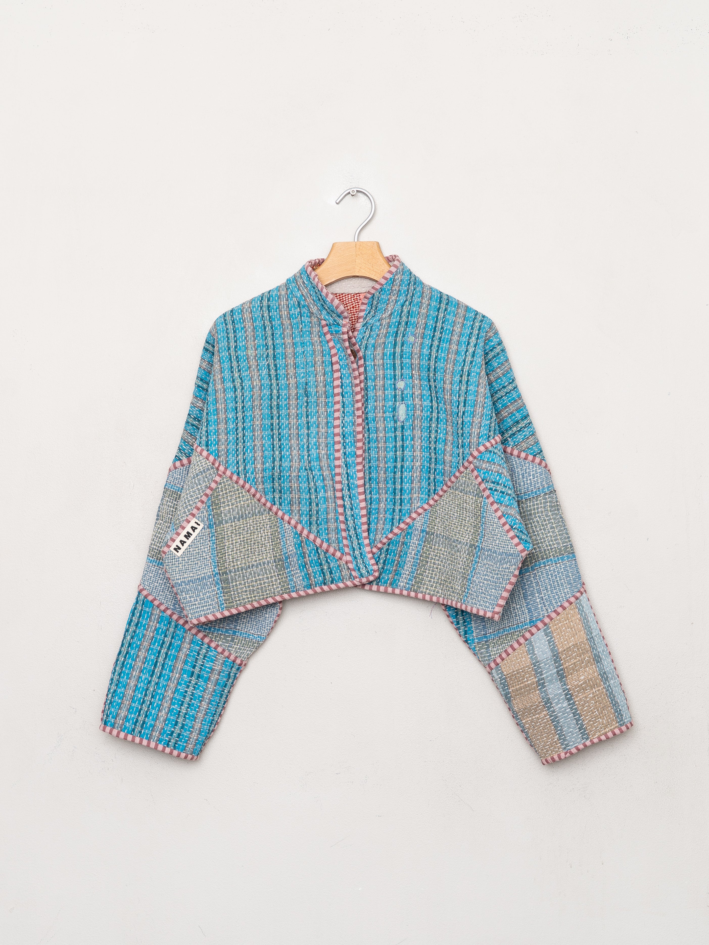 The Kaira Cropped Quilted Patchwork Kantha Jacket