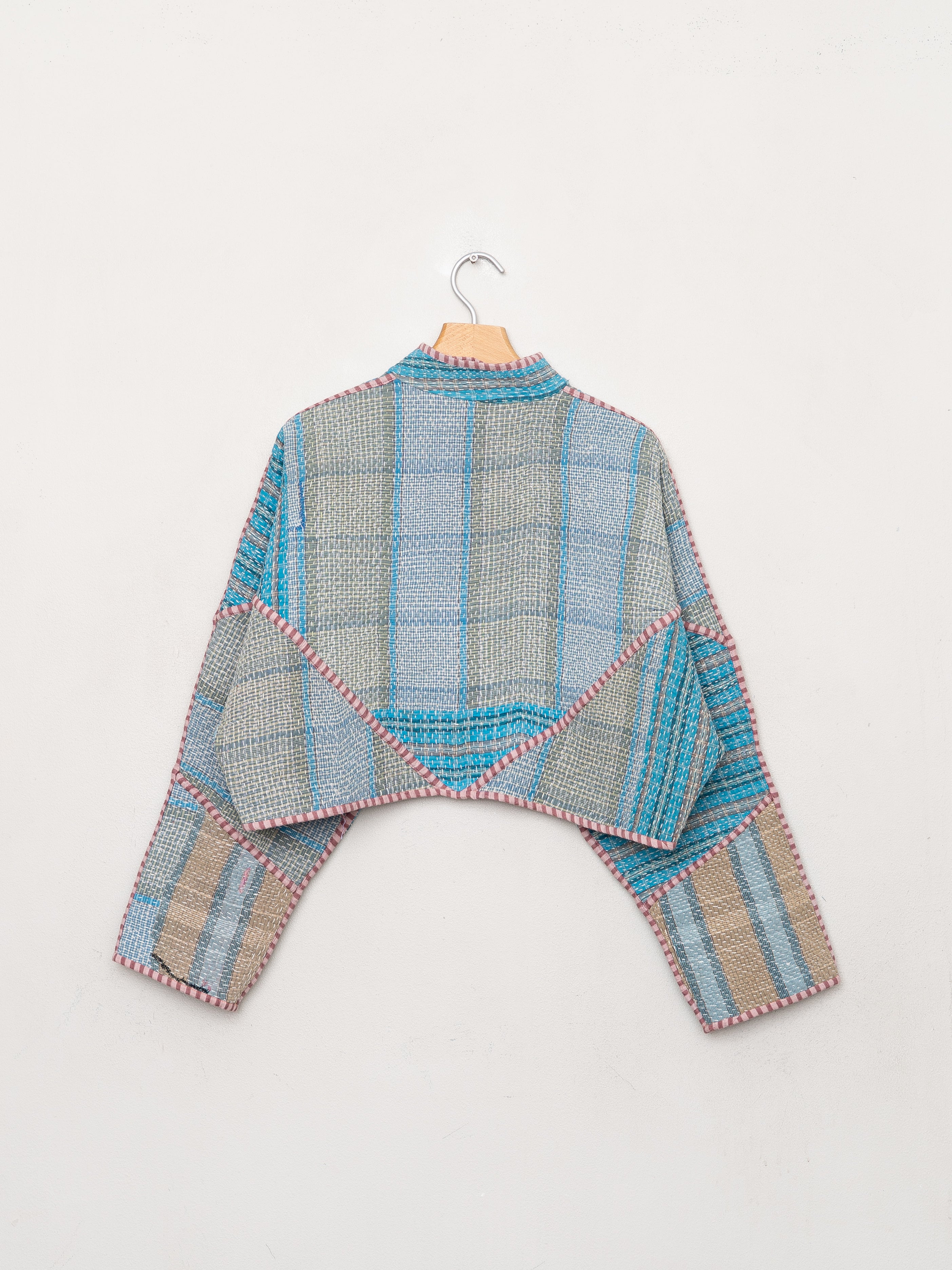 The Kaira Cropped Quilted Patchwork Kantha Jacket