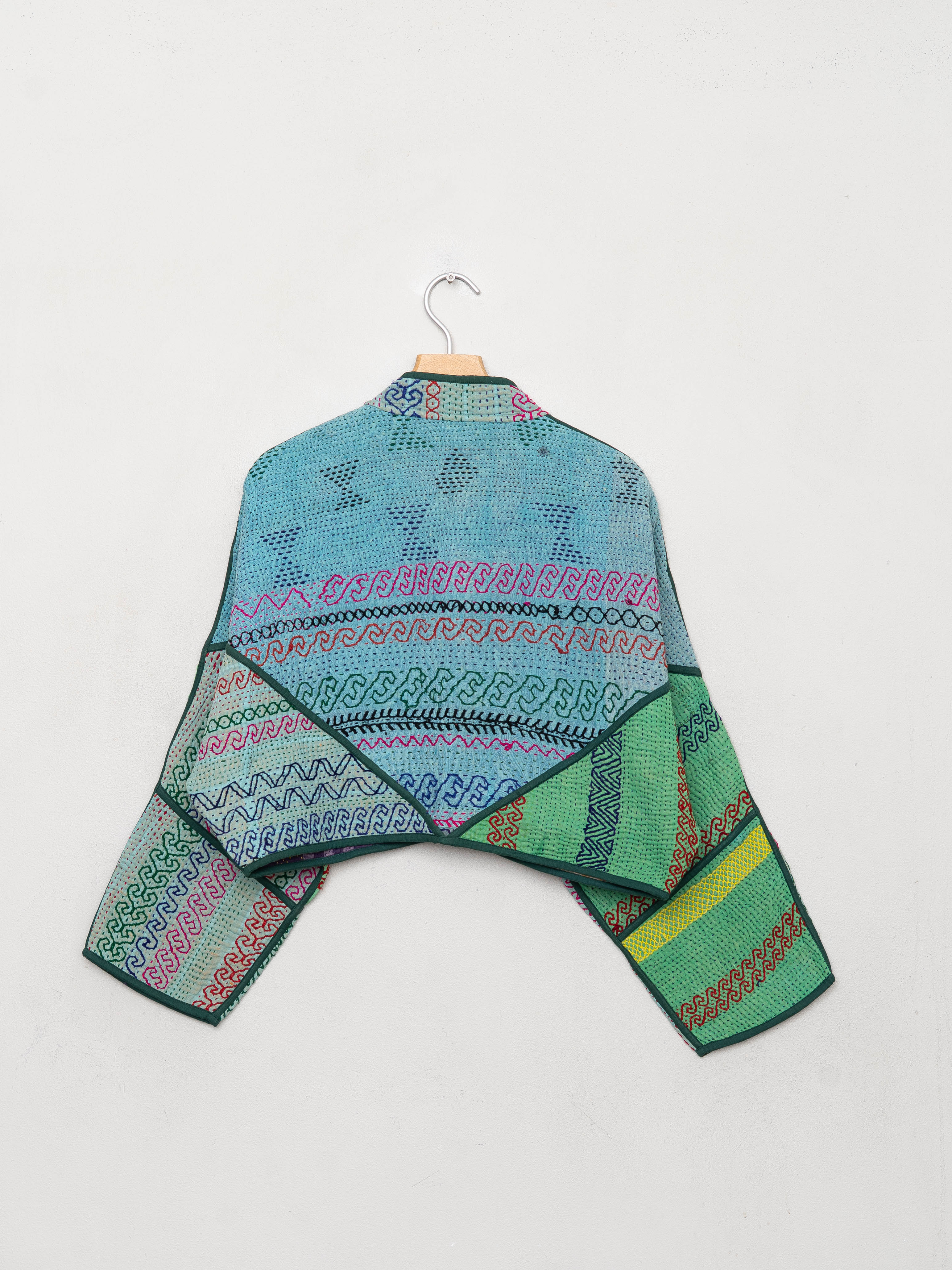 The Kaira Cropped Quilted Patchwork Kantha Jacket