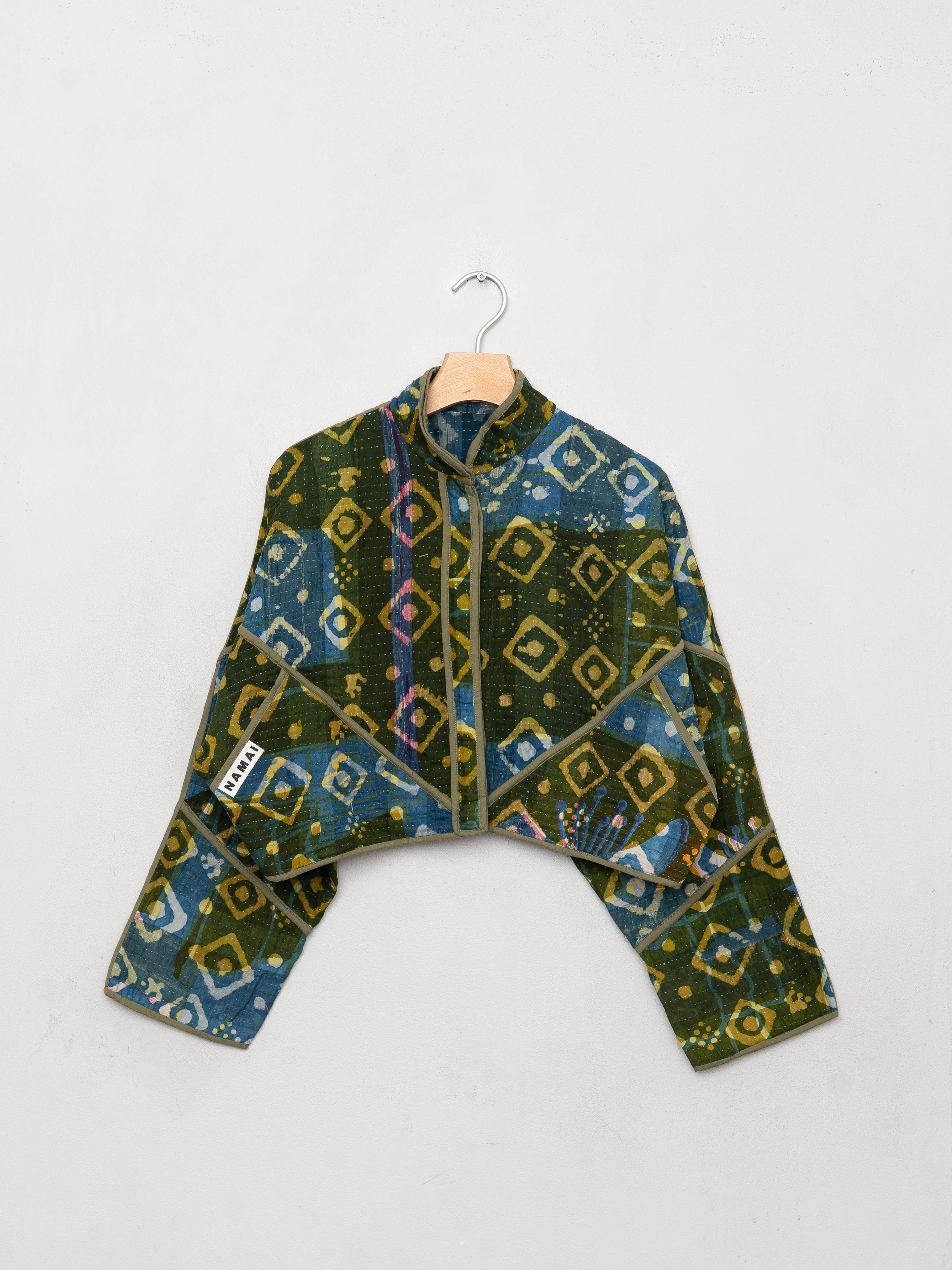 The Kaira Cropped Quilted Patchwork Kantha Jacket