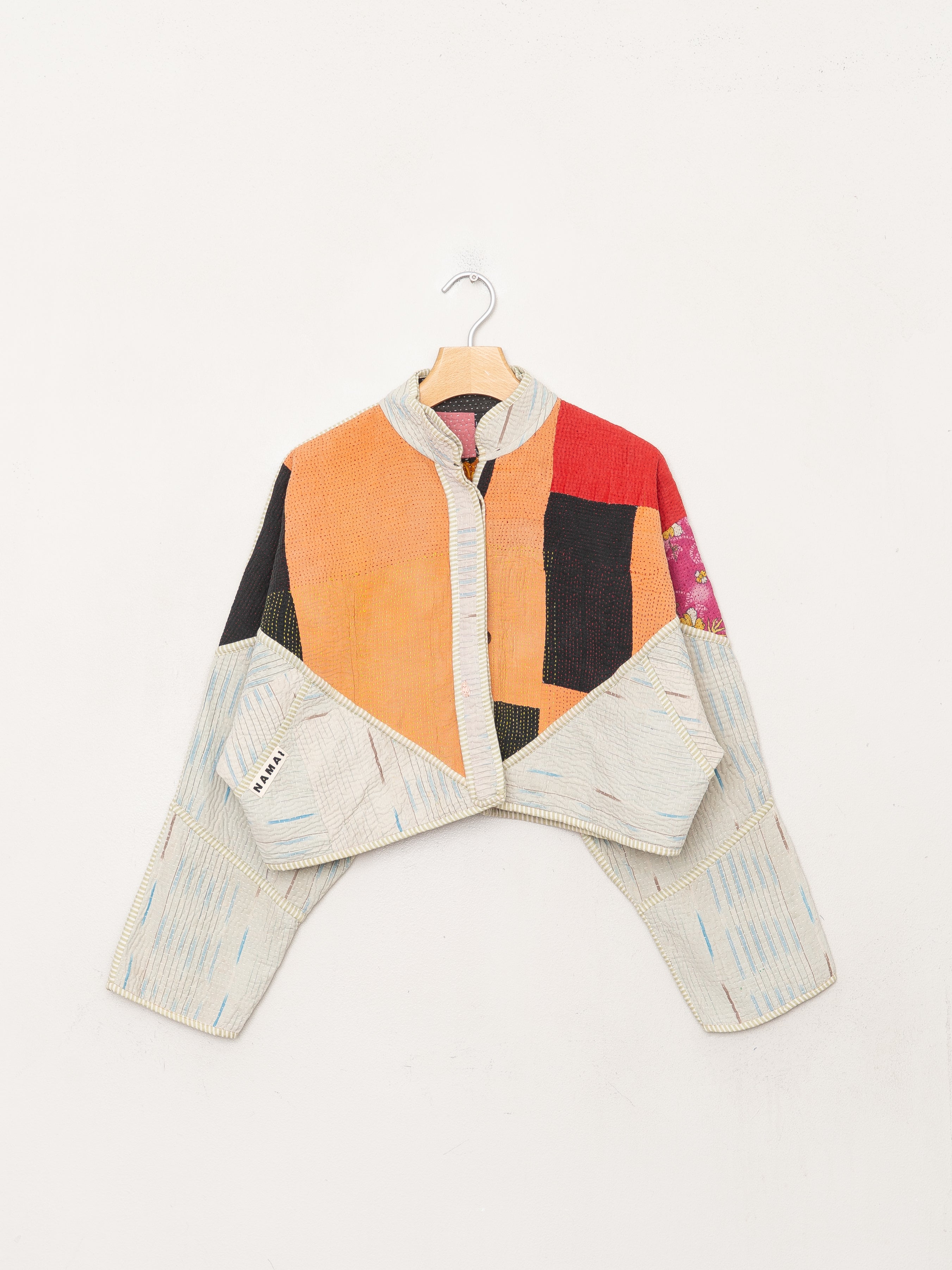 The Kaira Cropped Quilted Patchwork Kantha Jacket