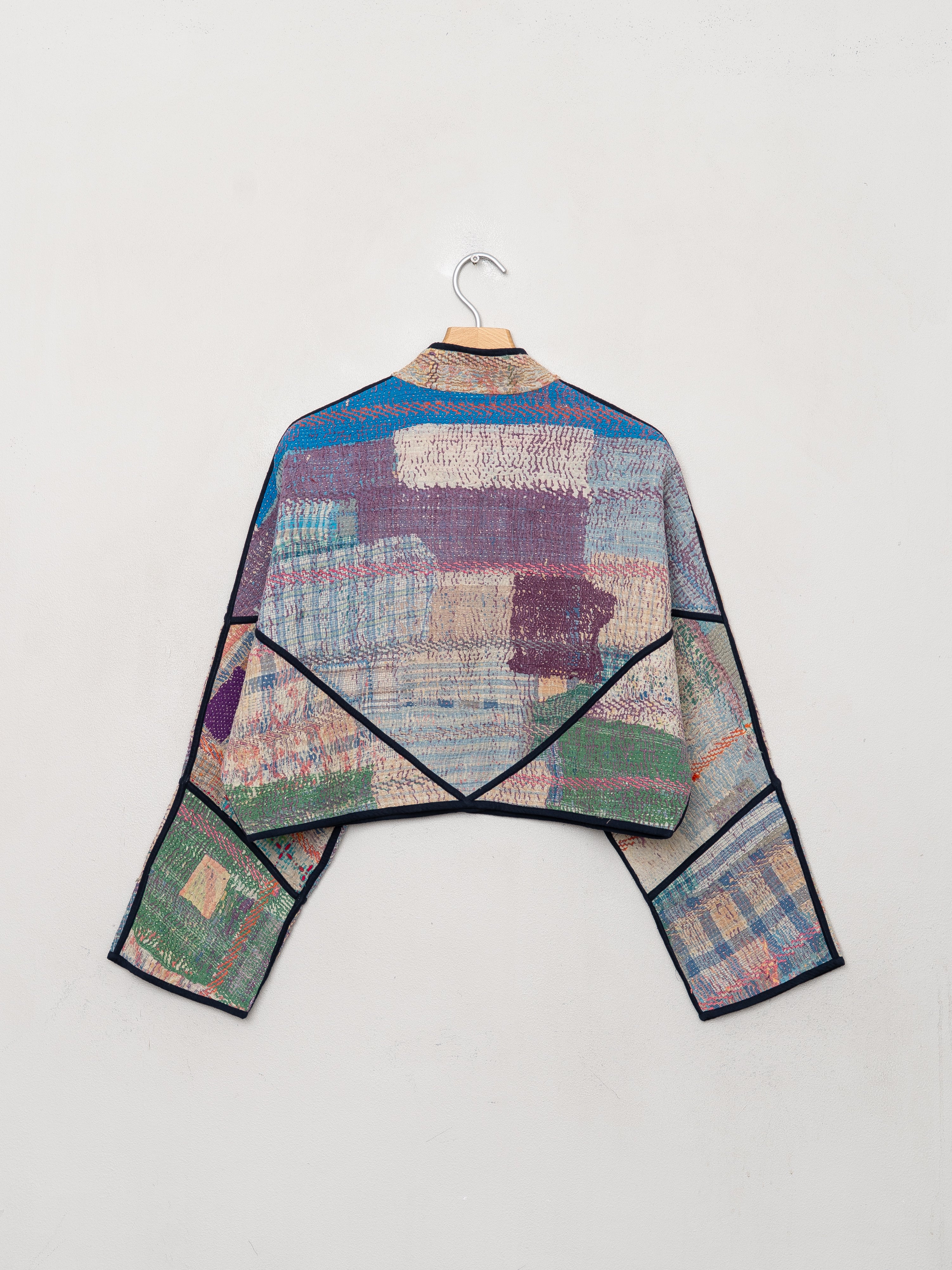 The Kaira Cropped Quilted Patchwork Kantha Jacket