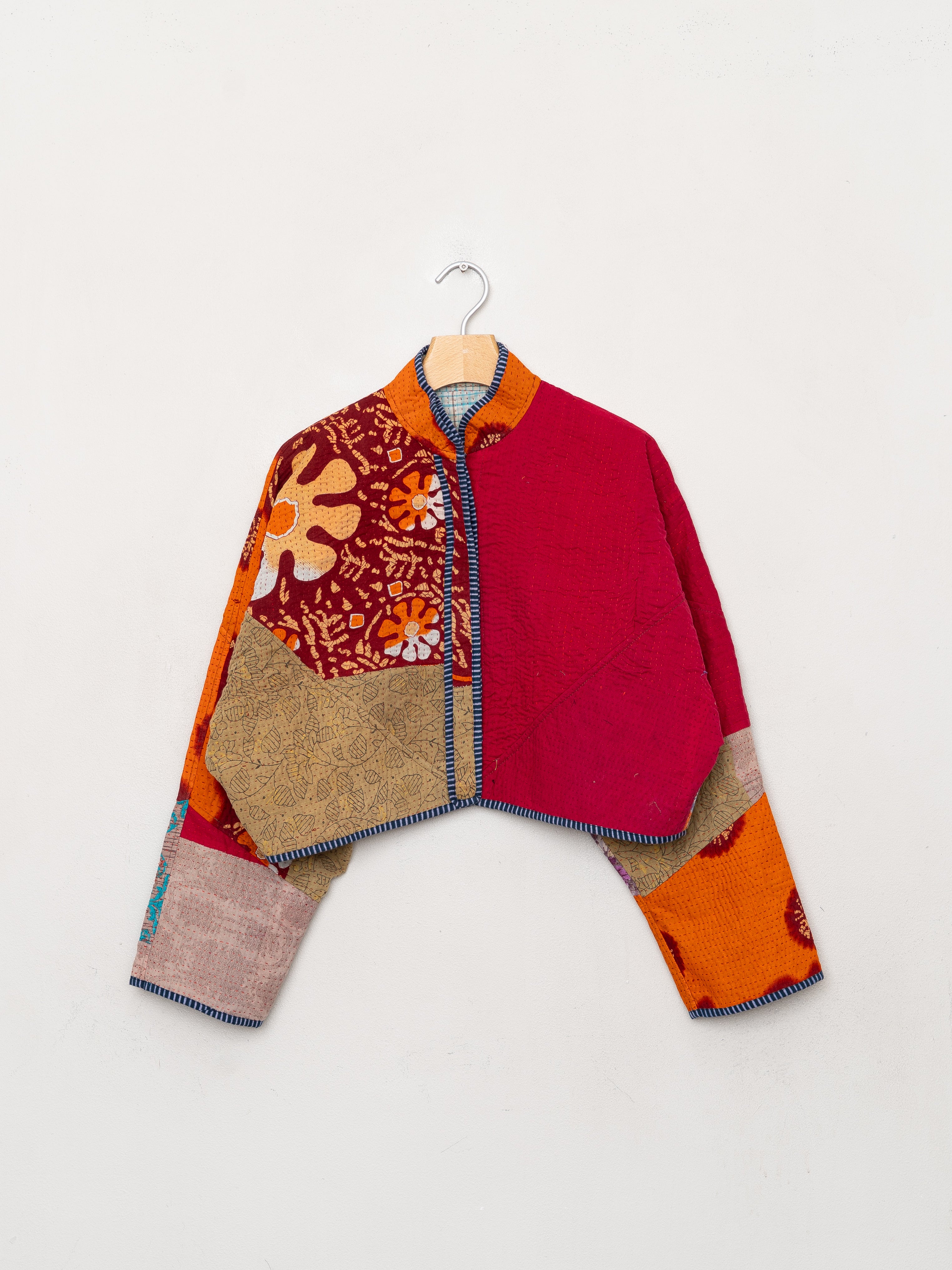 The Kaira Cropped Quilted Patchwork Kantha Jacket