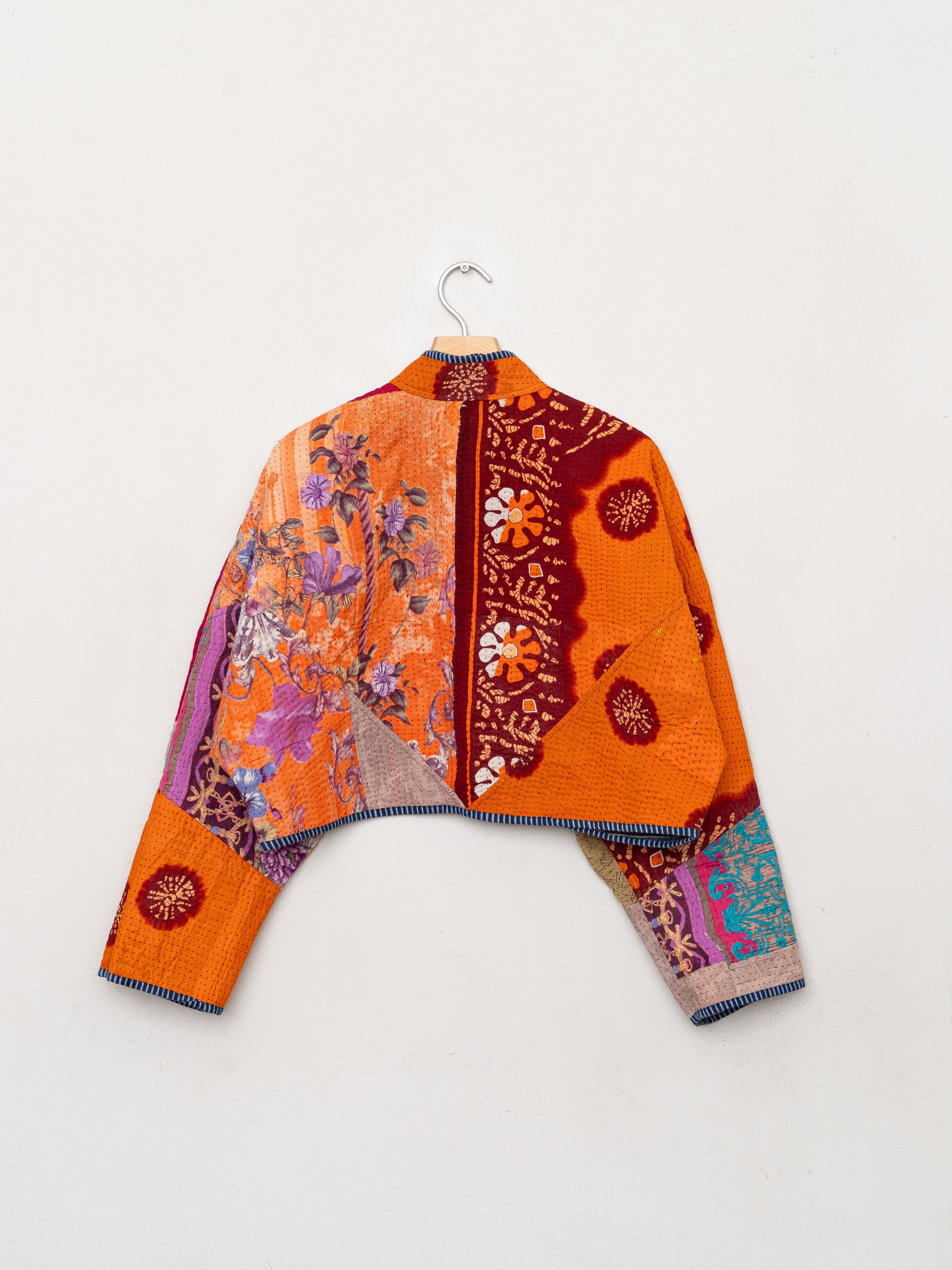 The Kaira Cropped Quilted Patchwork Kantha Jacket
