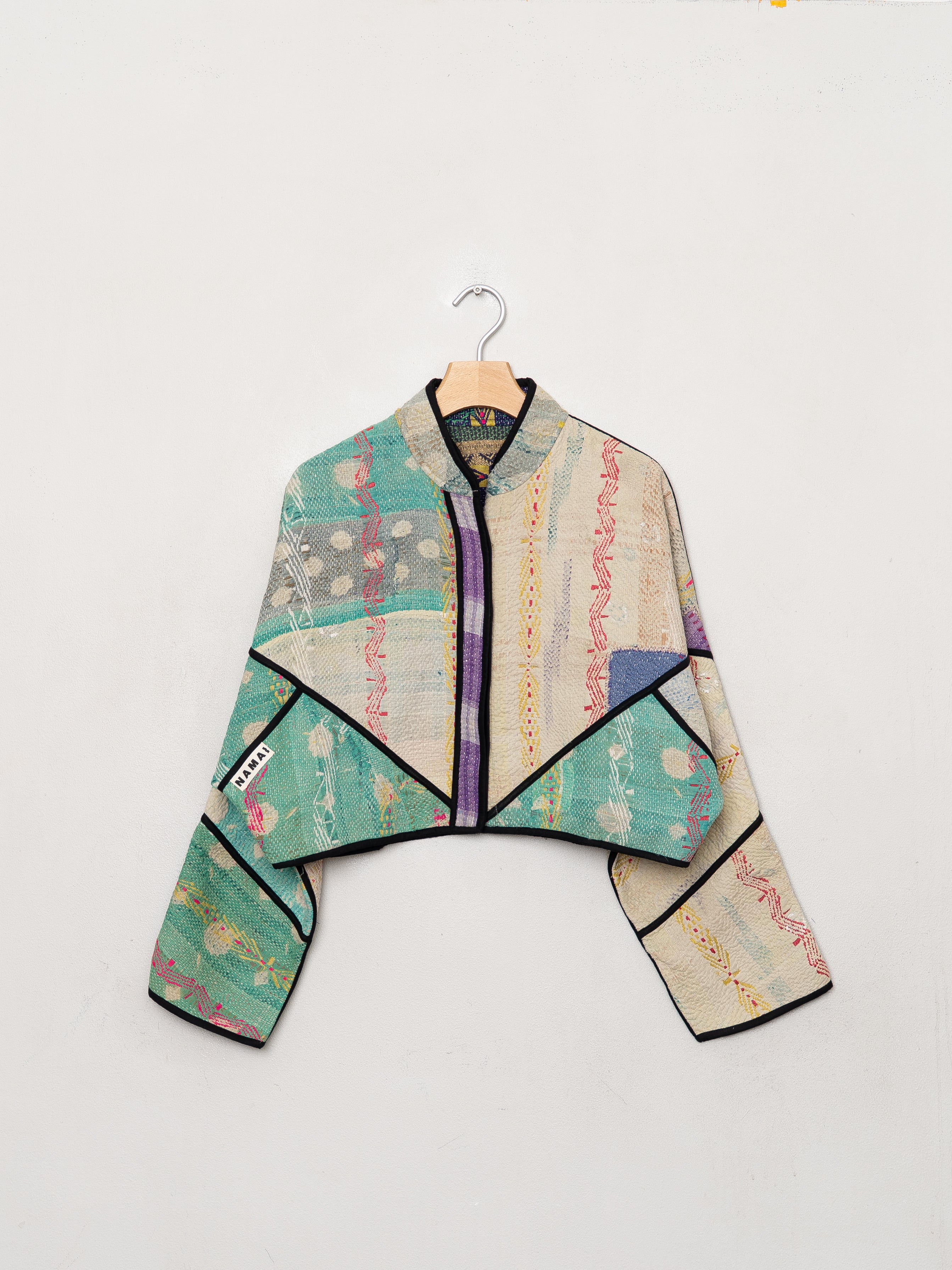 The Kaira Cropped Quilted Patchwork Kantha Jacket