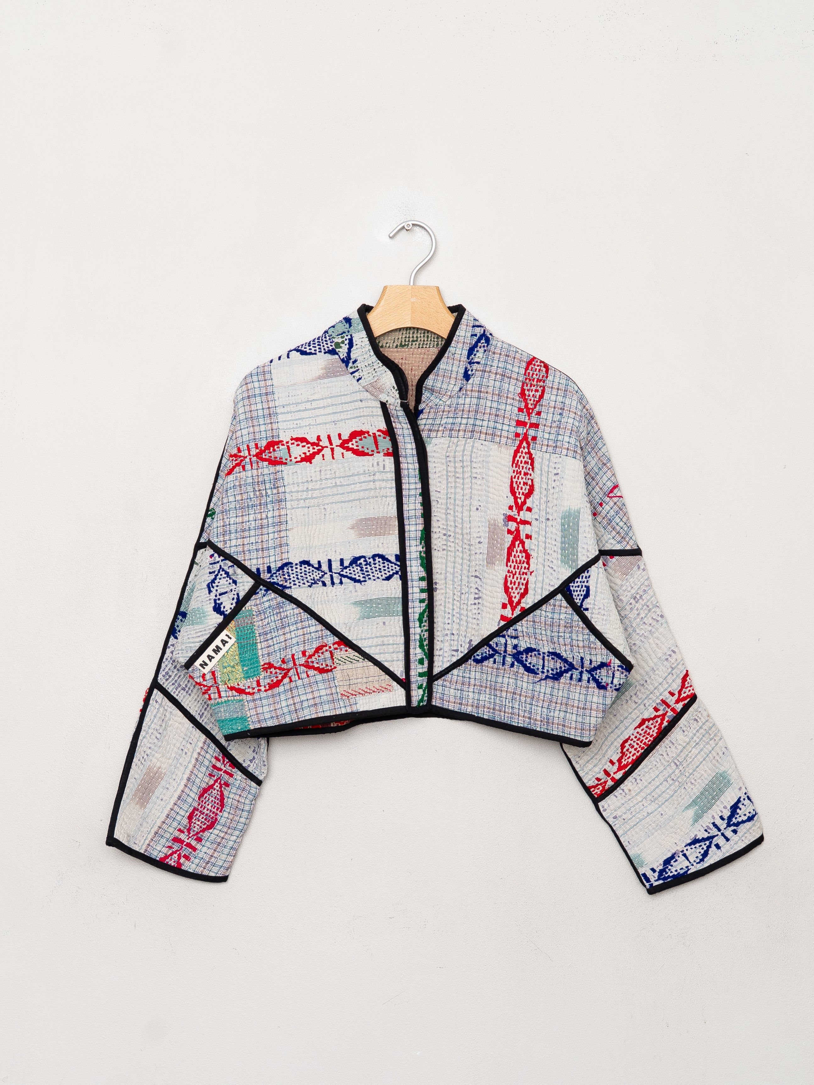 The Kaira Cropped Quilted Patchwork Kantha Jacket