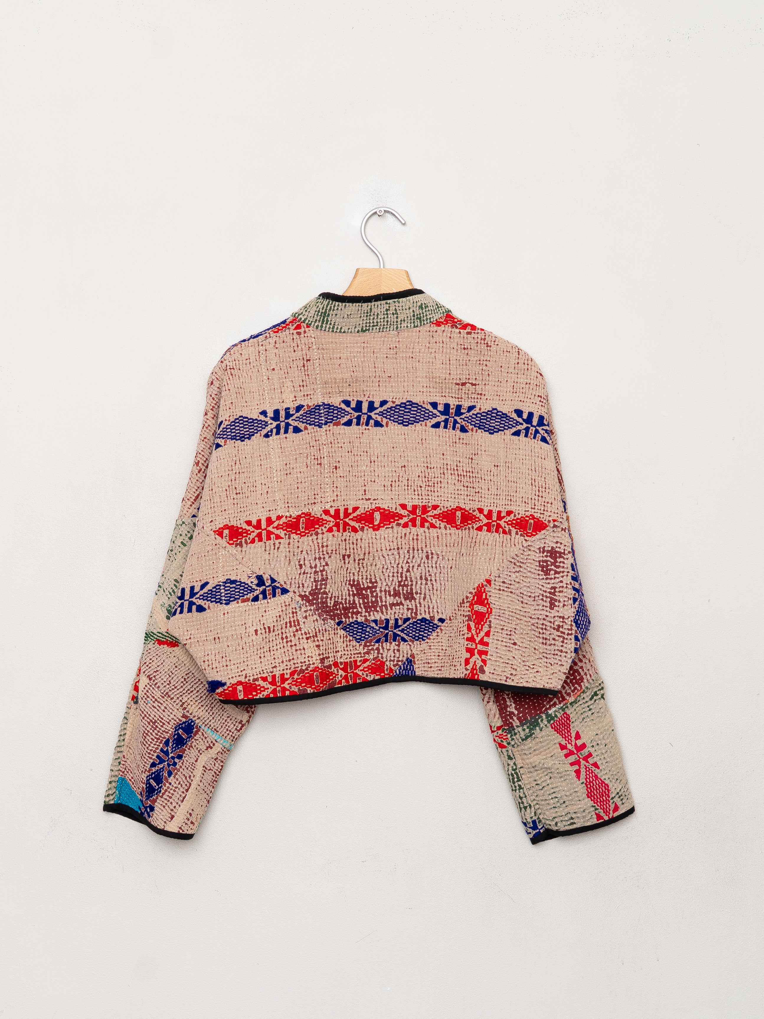 The Kaira Cropped Quilted Patchwork Kantha Jacket