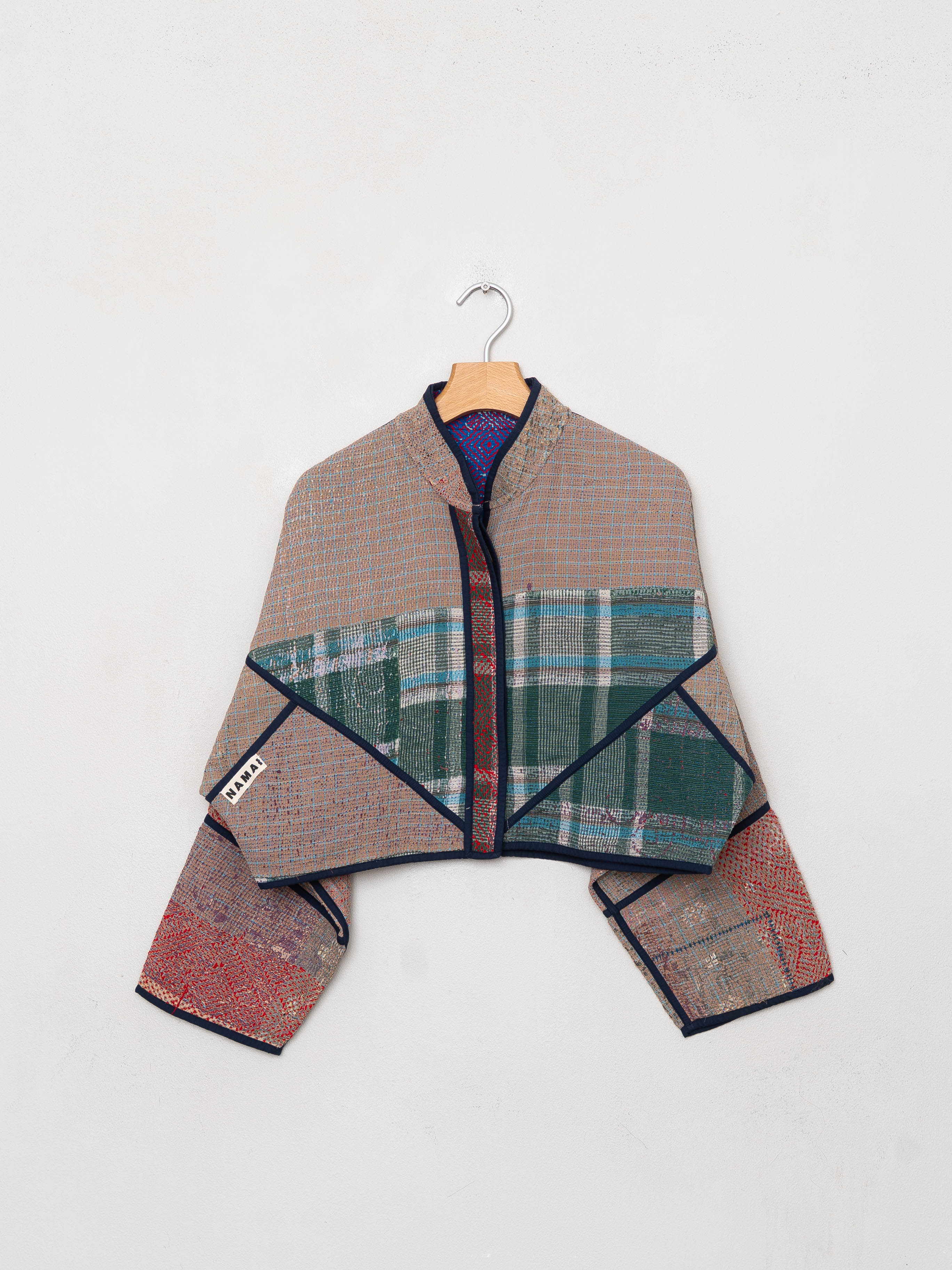 The Kaira Cropped Quilted Patchwork Kantha Jacket