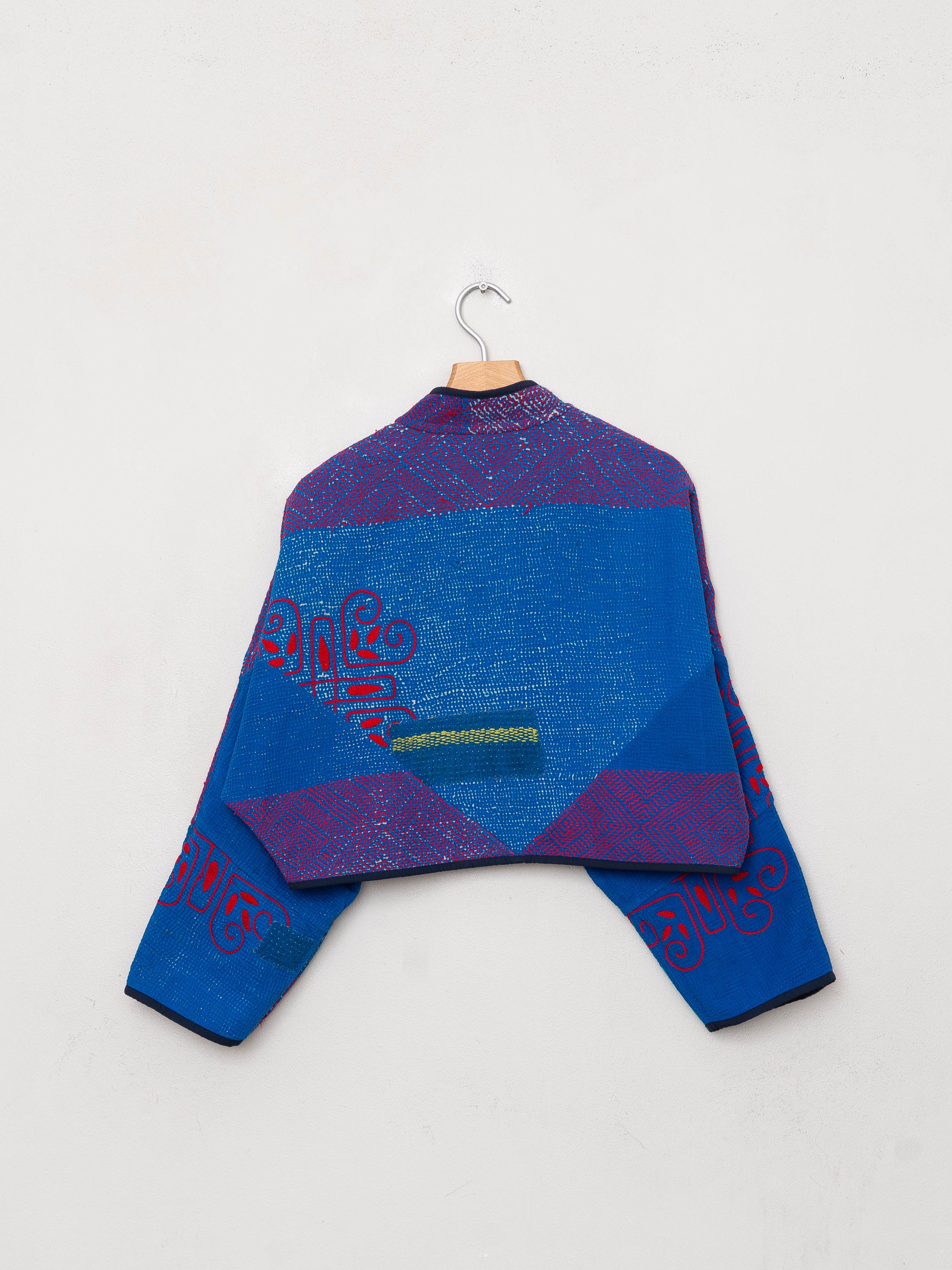 The Kaira Cropped Quilted Patchwork Kantha Jacket