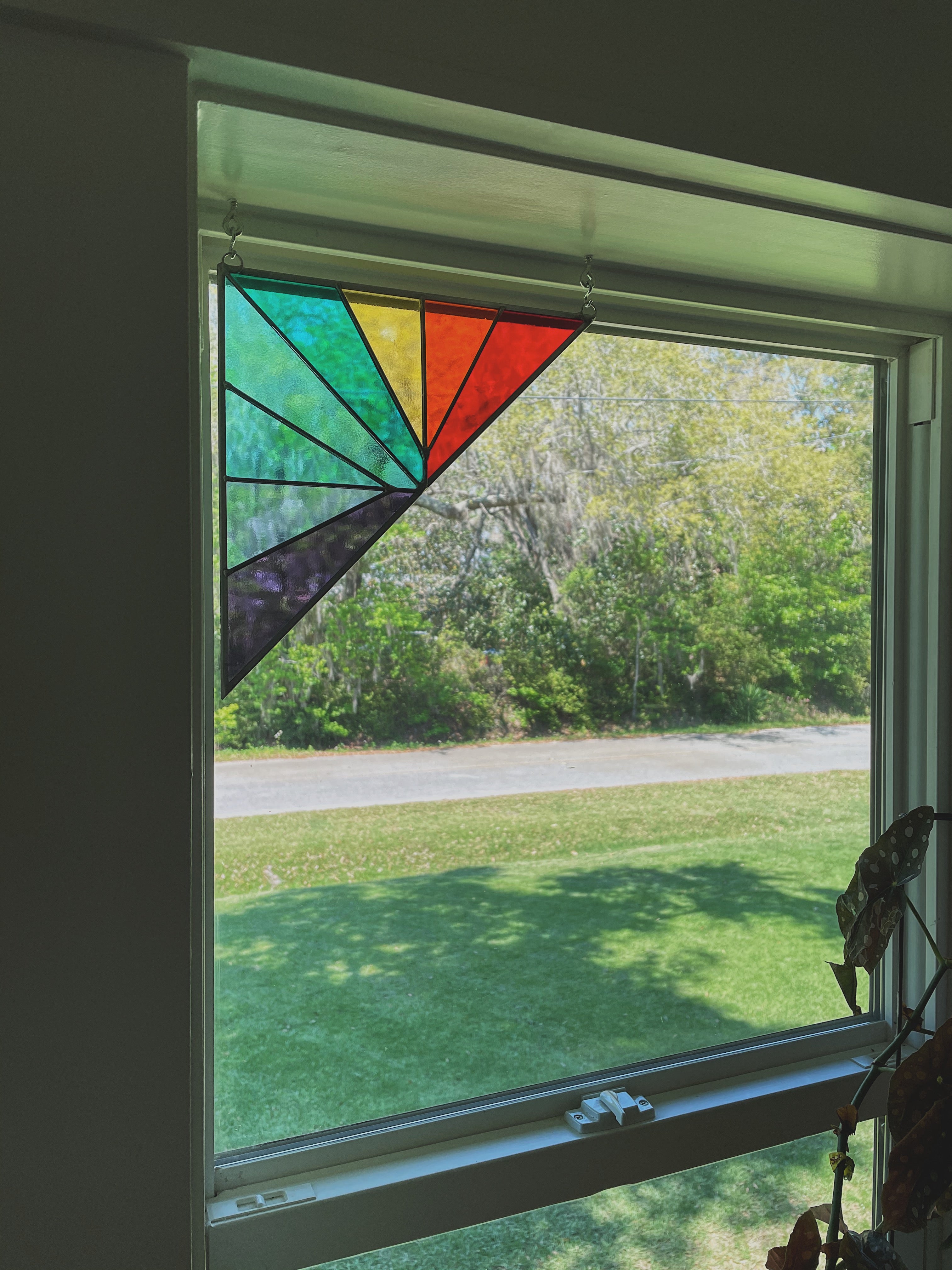 Rainbow Corner Stained Glass Triangle